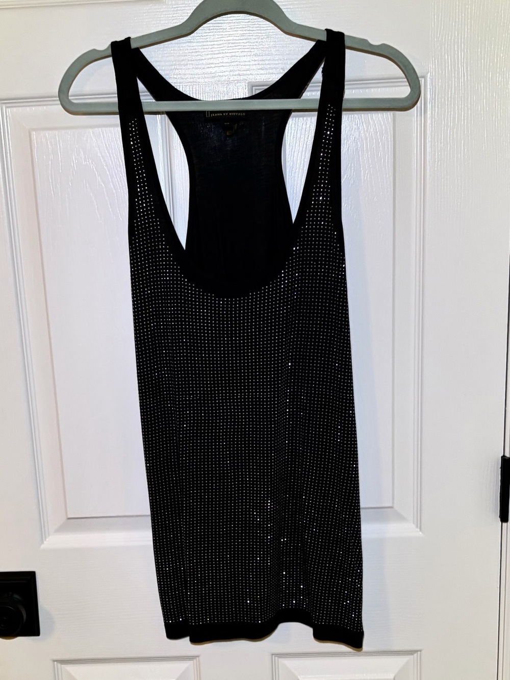 Buffalo Jeans Black Racerback Style Silver Sparkly Studded Tank Top. Medium